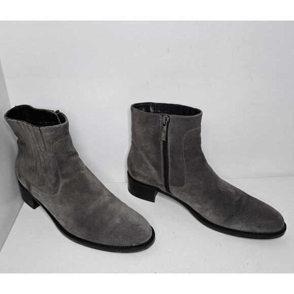 Aquatalia Oribella Suede Ankle Boots Sz 9 Waterproof Booties Grey Western - Picture 6 of 11